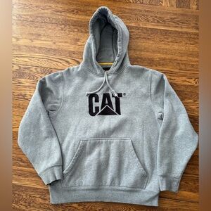 CATERPILLAR (CAT) thick gray hoodie with thick drawstring.